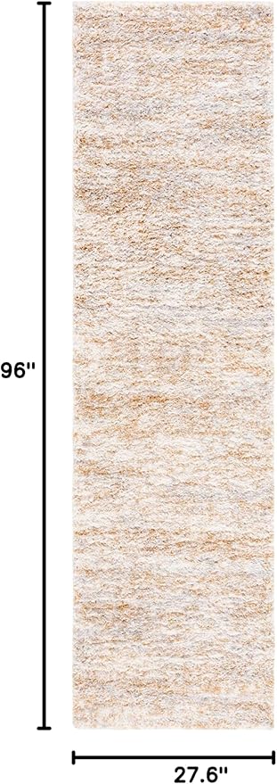 SAFAVIEH Berber Shag Collection Runner Rug - 2'3" x 8', Ivory & Light Gold, Non-Shedding & Easy Care, 1.2-inch Thick Ideal for High Traffic Areas in Living Room, Bedroom (BER563D)