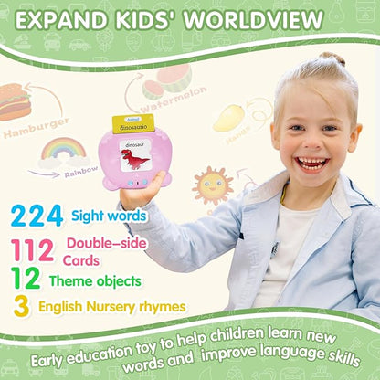Spanish Talking Flash Cards for Toddlers 1 2 3 4 5 6 Years Boys Girls, Bilingual Toy for Kids Pocket Speech Audible Flashcards, Educational Sensory Toys
