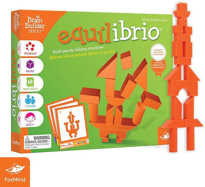 Foxmind Games: Equilibrio Spatial Logic and Dexterity Game, Build Gravity Defying Structures, 60 Smart Puzzles to Work Through, 6 Levels of Complexity, Develops STEM Skills, 1+ Players, For Ages 5+