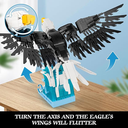 Ideas Eagle Animals Building Set, MOC Eagle Creative Bird Model, Creator 2 in 1 Animal Lover Owl Birds Kit Collectible Gifts Toys for Adults and Kids Age 12+ (1018 PCS)