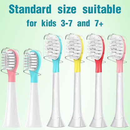 Kids Replacement Toothbrush Head for 7+ Child Soft Brush Blue 8 Pack & 8 Hygienic Cover Premium Quality Compatible with Phillps Kids Electric Toothbrush HX6321, HX6340, HX6032, HX6042 (Total 8 Pack)