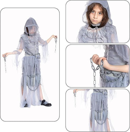 Girls Scary Ghost Costume Toddler Halloween Haunting Scary Ghost Dress for Kids