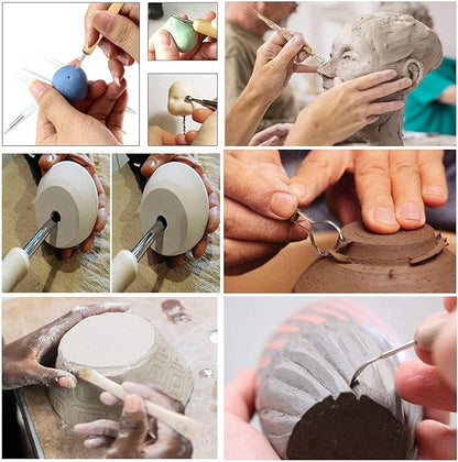 57PCS Ceramic Clay Tools Set with Plastic Case Modeling Pottery Sculpting Tools Kits for Beginners Professionals Kids After School Ceramics Classes
