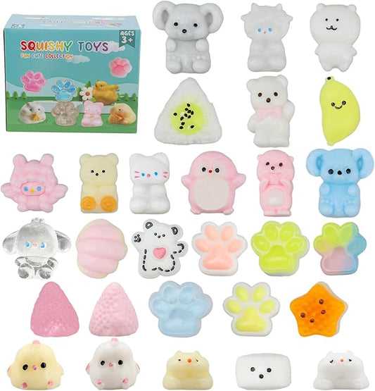 28pcs Squishy Pack,Fidget Toys Kit,Include taba Squishies Party Favors for Kids 4-8 8-12 Treasure Box Toys for Classroom Birthday Xmas Gifts Goodie Bag Stocking Stuffers for Teens (28pcs)