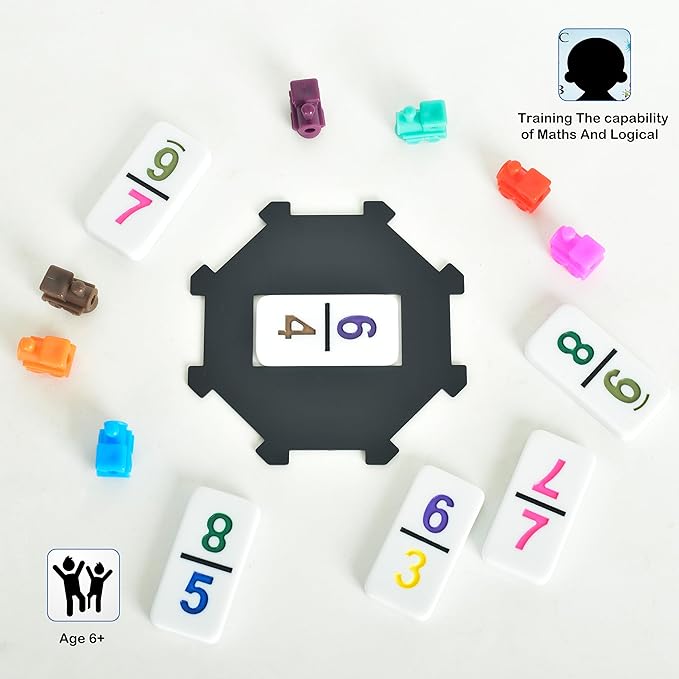 Doublefan Mexican Train Dominoes with Color Numbers,Double 12 Numerical Domino Game, Chicken Foot Dominoes Set with Aluminum Case, 91 Tiles Dominoï¼ˆ2-10 Player