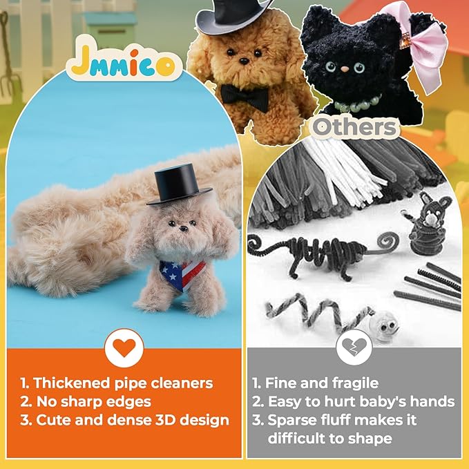 JMMICO 71-Piece Pipe Cleaner Craft Kit for Kids & Adults - DIY Animal Art Supplies with Video Tutorial, Creative Blind Box Anxiety Relief Toys & Classroom Activities, ASTM/CPC Certified (Ages 8+)