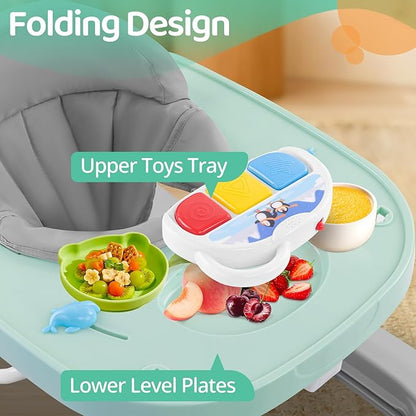 Baby Walker, Music & Removable Footrest with Toys, 3-Height Adjustable, Foldable 4-in-1 Activity Center for Infant and Toddler, Baby Walker for Baby Boy Girls 7–18 Months
