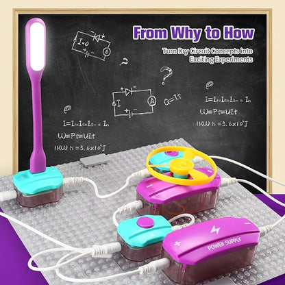 BATURU Stem Circuits Kits for Kids, Science Kits for Kids Age 8-12 5-7 4-8, 40 Electronics Exploration Kit, STEM Gifts Toys for Teenage Boys Girls