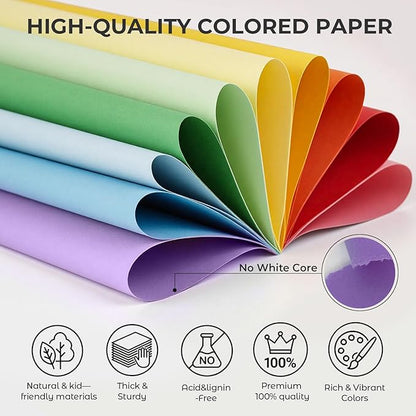 3 otters 235Sheets 8.27" x 11.7" Construction Paper Assorted Colors, 12 Colored Cardstock Printer Paper, for Printing, DIY Crafts, Party Decorations, Teacher Kids Classroom Must Have, 40 lb/150 GSM
