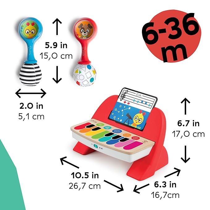 Baby Einstein First Tunes Piano & Shakers Musical Gift Set, with Maracas and Toy Piano, Ages 6 Months and Up