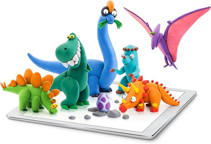 Fat Brain Toys Hey Clay Dinosaurs, Air Dry Clay Kit with Interactive App for Kids & Tweens, Modeling Clay and Crafts Set