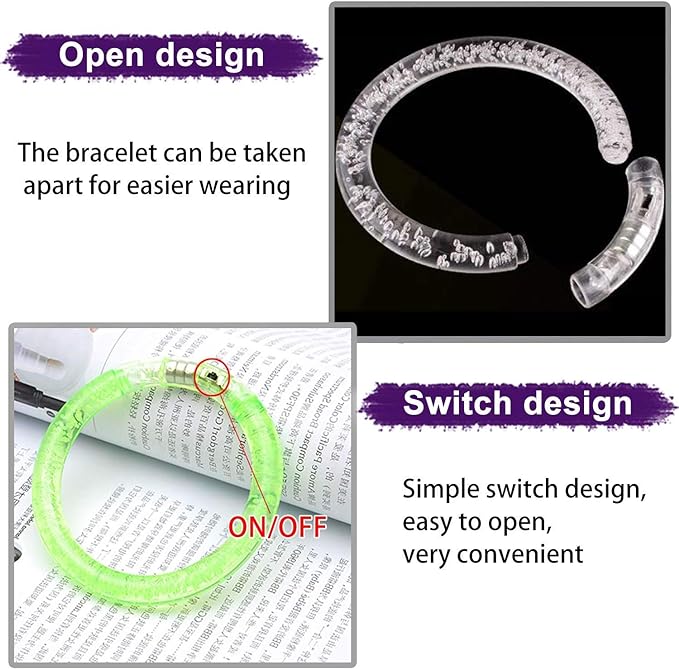 24 Pack Glow In The Dark LED Bracelets Party Favors for Kids Party Supplies Flashing Light Up Bracelet Glow Sticks Party Toys Neon Party Accessory Concert Birthday Party Games Valentines Day Gifts