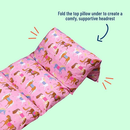 Wildkin Kids Floor Lounger: Ideal for Boys and Girls, Travel-Friendly, Perfect for Sleepovers - Pillow Lounger for Kids, Requires Standard Size Pillows Not Included (Horses)