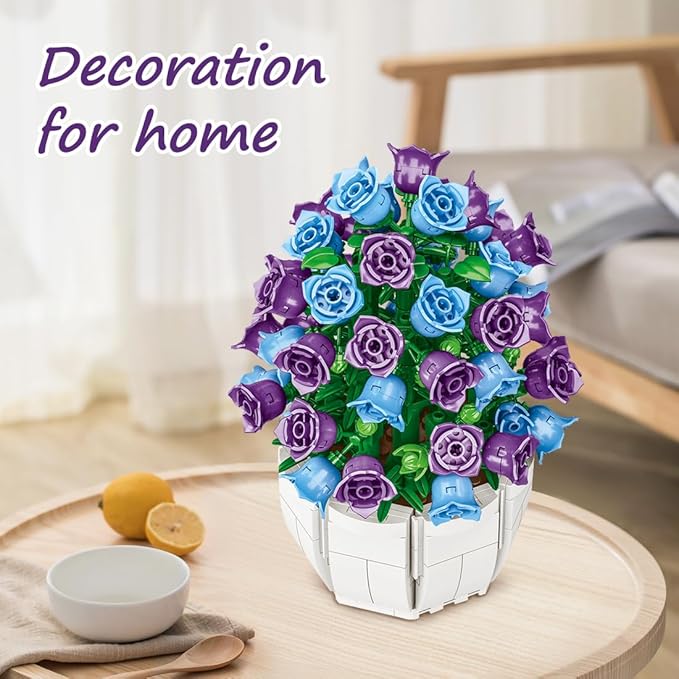 Bellflower Bouquet Building Block Set, 526 Pcs Mini Building Block Bouquet Building Block Set, Flower Building Toys, Creative Building Block Plant Series, Gift for Adults and Kids