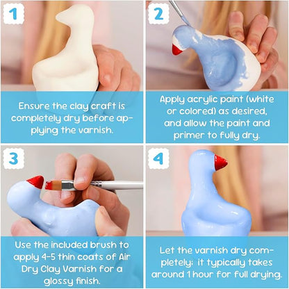 CALPALMY (2-Pack) 100ml Gloss Glaze Varnish Kit for Air Dry Clay Sealer, Waterproof, Gloss Finish - Prevent Cracking and Scratches for Clay, Pottery, Ceramics, Acrylic Paint