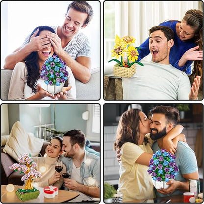 Sunflower Bouquet Building Block Set, 550 Pcs Mini Building Block Bouquet Building Block Set, Flower Building Toys, Creative Building Block Plant Series, Gift for Adults and Kids