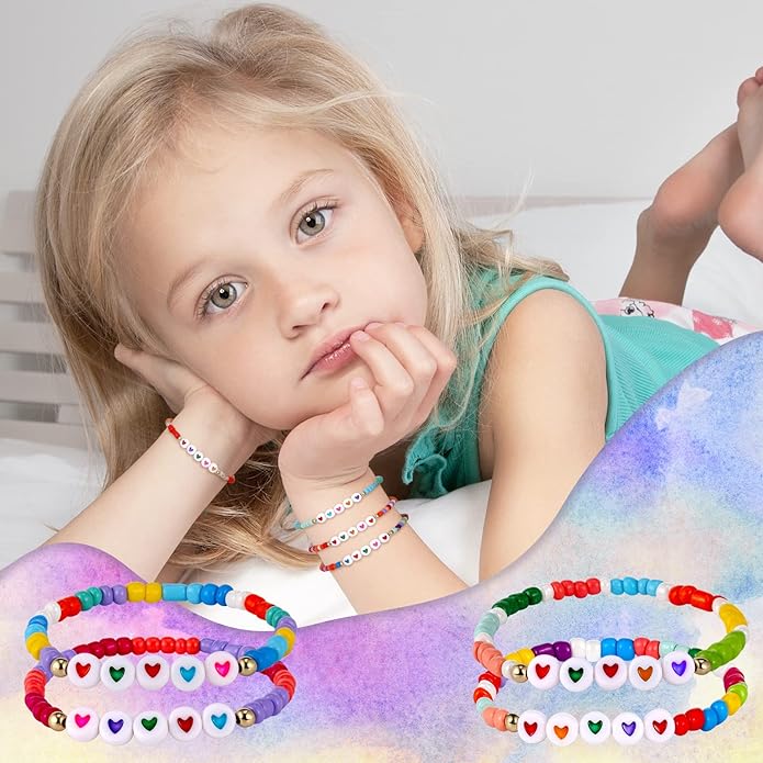 Bonuci 12 Pcs Kids Motivational Friendship Bracelets Letter Beads Bracelets for Girls Toddler Bracelets Gifts Bulk for Girls Kids