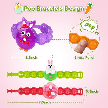 NPET 10 Pack Easter LED Bracelets Easter Basket Stuffers Party Favors for Kids Easter Light Up Bracelets Pop Fidgets Toys Easter Egg Fillers Kids Return Gifts Birthday Party Class Prize Bulk Toys