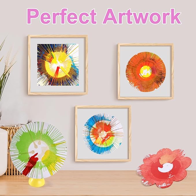 Paint Spin Art Machine Kit for Kids Stress Reducing Toys for Pink Arts and Crafts Set Gifts with Light & Music for Boys & Girls Ages 4 5 6 8 9 10 12 Flexible Splatter Guard,Easy to Wash