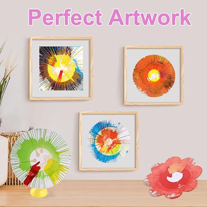 Paint Spin Art Machine Kit for Kids Stress Reducing Toys for Pink Arts and Crafts Set Gifts with Light & Music for Boys & Girls Ages 4 5 6 8 9 10 12 Flexible Splatter Guard,Easy to Wash