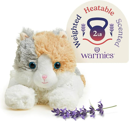 warmies Microwavable & Weighted Stuffed Animals, Calico Cat - Heated Stuffed Animal Plushie for Warmth & Comfort - Cute Soft Plush Toys for Boys, Girls, Babies & Toddlers