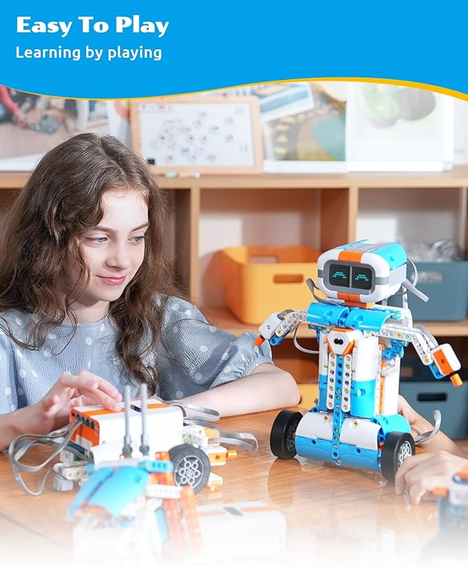 WhalesBot E7 Pro 12-in-1 STEM Coding Robot Kit for Kids 8-12, 637-Piece Building Set with Scratch Programming, Interactive Books & 3D APP Guidance – Ideal Educational Toy for Boys & Girls