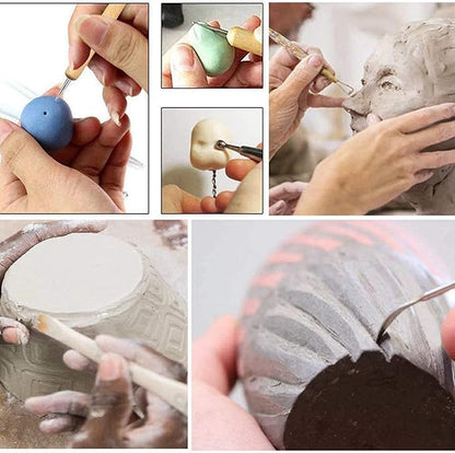 12Pcs Ceramics Clay Sculpture Polymer Tool Set Beginner's Craft Sculpting Pottery Modeling Carving Smoothing Wax Kit