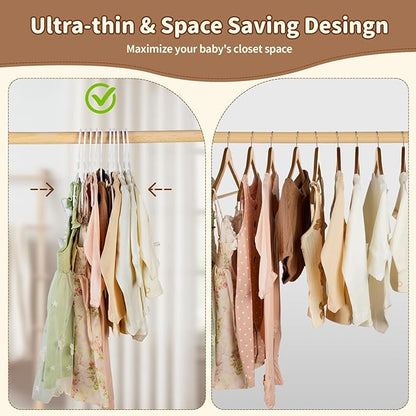 Baby Hangers, Kids Hangers, 70 PCS Baby Clothes Hangers,White Hangers for Kids Toddlers and Children,11.4" Plastic Hangers for Kids, Toddler Hangers with Protect Collar Non-Distorting from Stretching