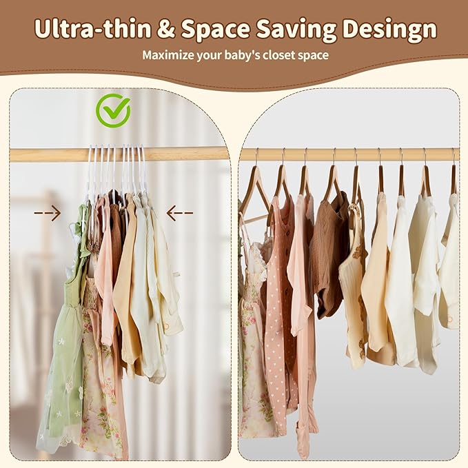 U-Shape Kids Hangers, Plastic Baby Clothes Hangers, 11.4inch Toddler Hangers with Protect Collar Non-Distorting from Stretching, 40 Pack Baby Hangers for Infants，Children Closets, White