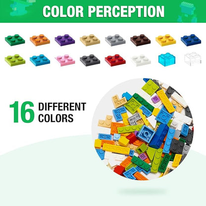 MANNIDOO 1600 Pieces Building Bricks, Building Bulk Block with 2 Packs 24x24 Studs Sticky Plate and 46PCS Wheel Accessory - Compatible with All Major Bricks, Gfits for Kid - 18 Shape/16 Colo