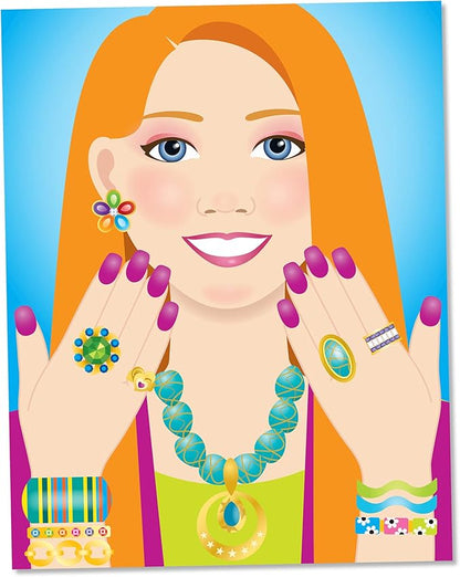 Melissa & Doug Jewelry and Nails Glitter Sticker Pad - 360+ Stickers, 15 Faces