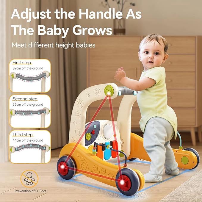 Baby Play Mat Gym,4-in-1 Kick and Play Piano Tummy Time Mat Learning Walker-Musical Activity Center with Lights Seat and Push Walkers Ideas for Baby Newborn 6-12 18 Months Boy Girl