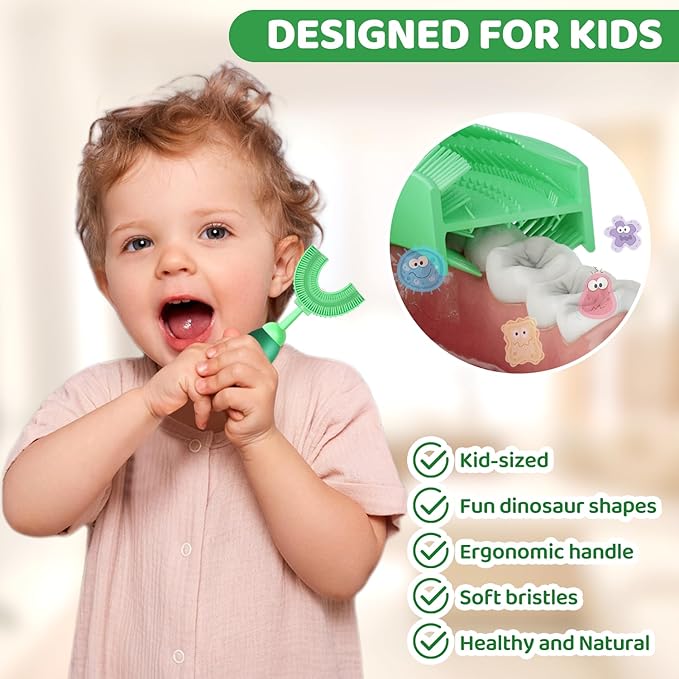 Toddler Toothbrush, U-Shaped Kids Toothbrush for 2-7 Years, Baby Toothbrush with Food Grade Soft Silicone, 360° Manual Whole Mouth Toothbrush for Kids