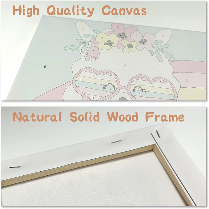 CarlonLin 4 Pack Paint by Number for Kids Framed Canvas, Paint by Numbers for Kids Ages 4-8-12, DIY Paint by Numbers Kits Beginner, DIY Acrylic Oil Painting for Home Wall Decor (8x8inch)