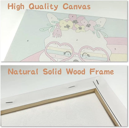 CarlonLin 4 Pack Paint by Number for Kids Framed Canvas, Paint by Numbers for Kids Ages 4-8-12, DIY Paint by Numbers Kits Beginner, DIY Acrylic Oil Painting for Home Wall Decor (8x8inch)