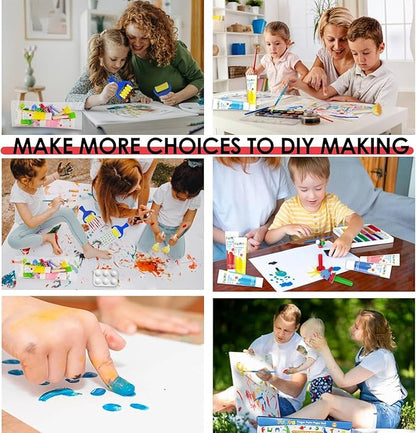 Funto Kids Washable Finger Paint Set, 25 PCS Non Toxic Art Painting Supplies for Baby, Includes Finger Paint Paper Roll, Brush Set, Arts Crafts for Toddlers Age 1-3