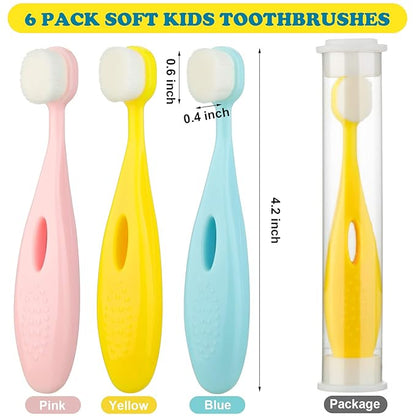 6 Pieces Kids Extra Soft Nano Toothbrush Children Bristles Children Micro Nano Manual Toothbrush Set with 20000 Bristles for Age 1 and Above Boys Girls Gum Protecting Cleaning(Cute Style)