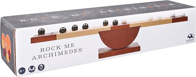 Rock Me Archimedes, Balancing Strategy Puzzle Marbles Family Board Game Retro STEM Learning Educational Toy, for Adults and Kids Ages 8 and up