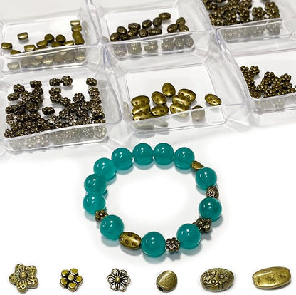Heather's cf Brass Spacer Beads for Jewelry Making Supplies Flat Bead Findings Small Seed Beads for Necklace Earring Bead Bracelet Making kit Bulk Tibetan Beads 240pcs Bronze Jewelry Set