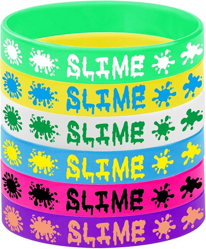 48PCS Rainbow Slime Rubber Bracelets Silicone Wristbands -Art Paint Party Supplies Birthday Baby Shower Party Favors