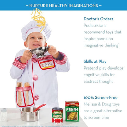 Melissa & Doug Stainless Steel Pots and Pans Pretend Play Kitchen Set for Kids (8 pcs) - Kids Kitchen Accessories Set, Toy Pots And Pans For Kids Kitchen, Cooking Toys For Kids Ages 3+