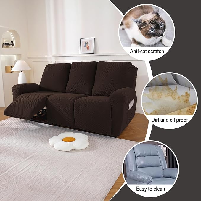 NORTHERN BROTHERS Recliner Sofa Covers 3 Seater - Reclining Sofa Covers Couch Covers for Reclining Couches Reclining Couch Covers, Dark Brown