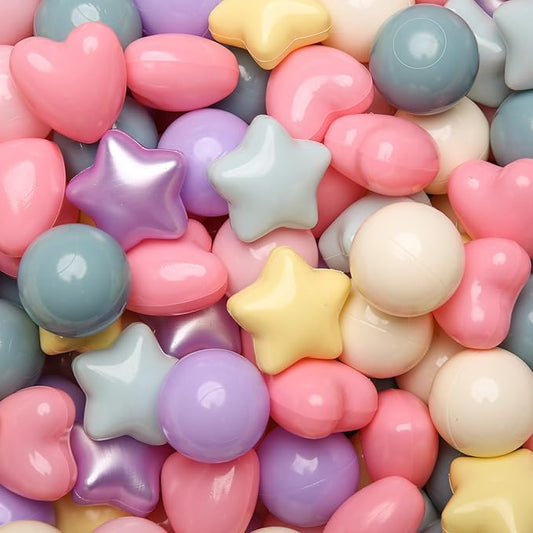 GOGOSO Shape Ball Pits Balls, Star Heart Plastic Play Balls for Toddlers Kids Children, DIY Giant Friendship Bracelet Banner