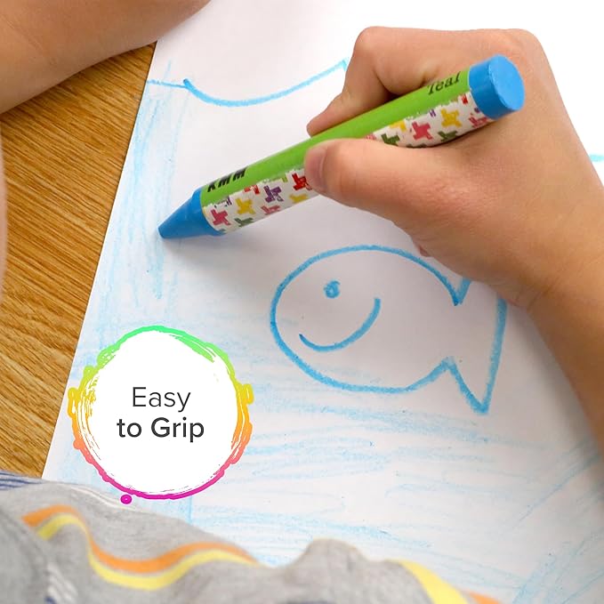 Kid Made Modern Beeswax Crayons for Toddlers & Kids (60 Pieces) - Coloring Non Toxic Crayons with Case & Built-In Sharpener (Ages 3+)