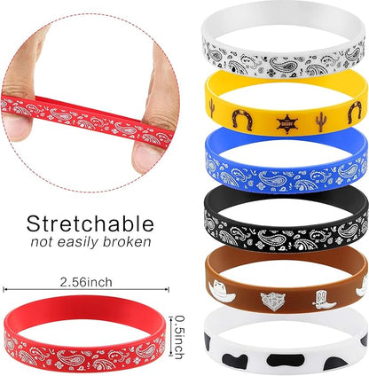Western Party Bracelets Rubber Bracelets Silicone Stretch Wristbands for Western Themed Parties Birthday Parties
