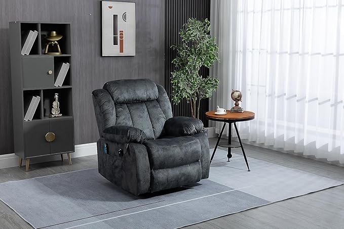 FANYE Electric Power Lift Recliner Chair for Elderly W/Massage and Heat, 2 Remote Controllers Infinite Positions Large Velvet Upholstery Recliner&Armchair W/Side Pockets for Living Room