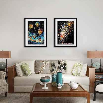 Georgie Porgy Scratch Paper Art Set for Kids Adults Magic Rainbow Painting Boards for DIY Arts and Crafts Kits Christmas Birthday Gift with Scratching Tools Kit (Glow in The Dark Fireworks + Balloon)