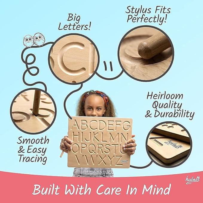 Learn to Write - Number & Letter Tracing Boards for Kids Ages 3-5 - Wooden Alphabet Learning Montessori 3 Year Old Toddler Writing Tools Beginners - Homeschool Preschool Classroom Must Haves