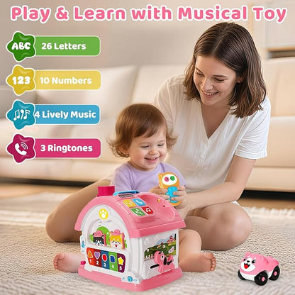 Montessori Toys for 1 Year Old Girls, Christmas First 1st Birthday Gifts for Girls, Musical Learning House Baby Toys for Ages 6 12 18 24 Months, Educational Bilingual Toy for Toddler Kids Age 1 2 3