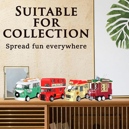 Pull Back Car Building Blocks Sets, Pull and Go Bus Model, 3D Assembly Vehicles for Boys and Girls Building Block Car Toys Party Favor for Kids Age 6 7 8 9 10, 407 Pieces